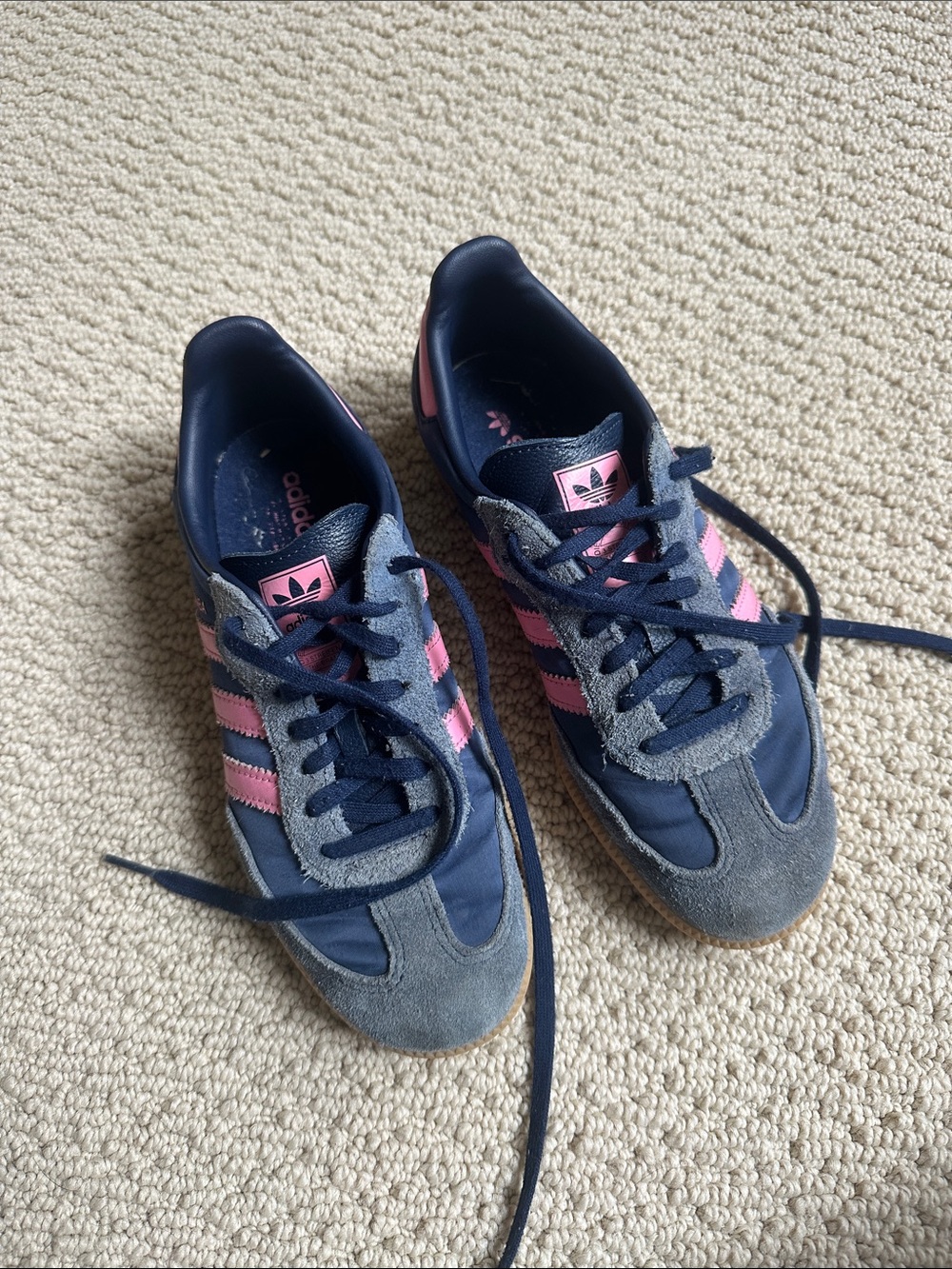adidas Navy and Pink Retro Runner Sneakers